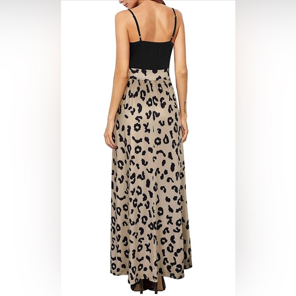 NWT - Summer V Neck Spaghetti Strap Sleeveless Casual Split Long Maxi Dress - Picture 2 of 5